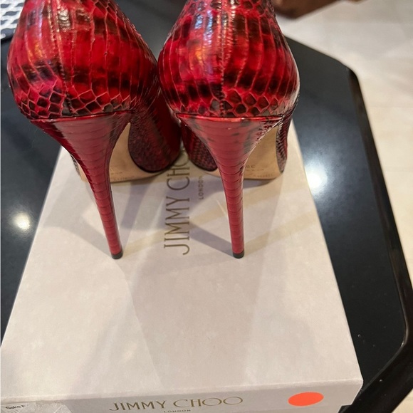 Authentic Jimmy Choo red snake anouk pump size 38.5. - Picture 6 of 12